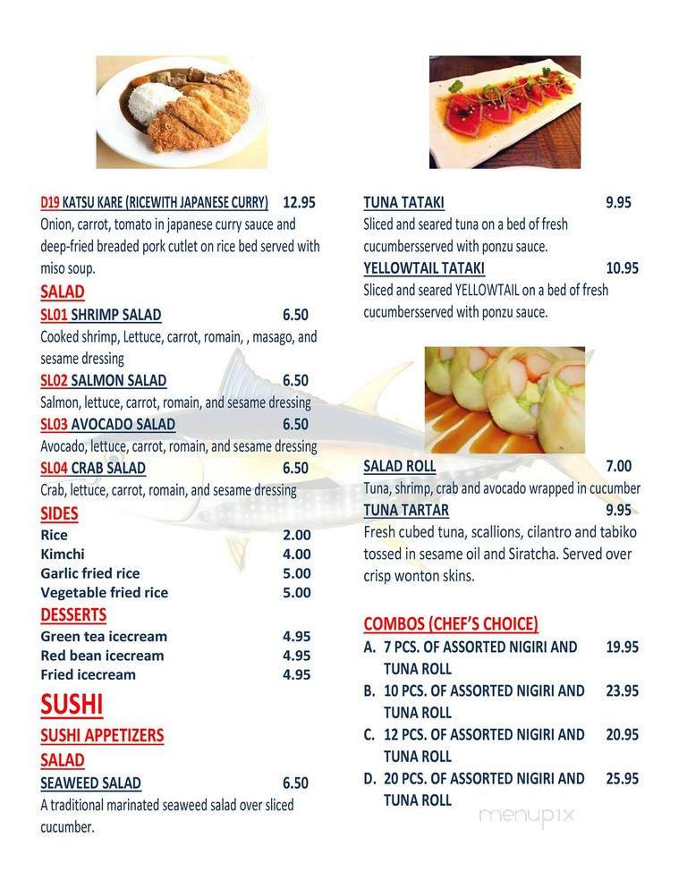 Bluefin Sushi Bar - Charleston, SC menu_pic