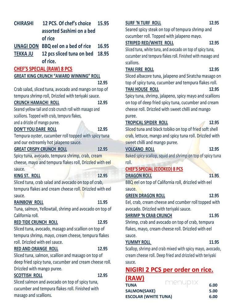 Bluefin Sushi Bar - Charleston, SC menu_pic