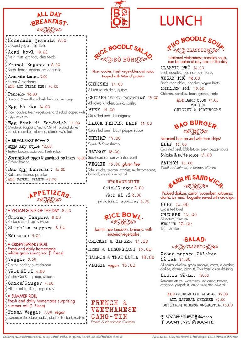 Bo Ca Phe - New York, NY menu_pic