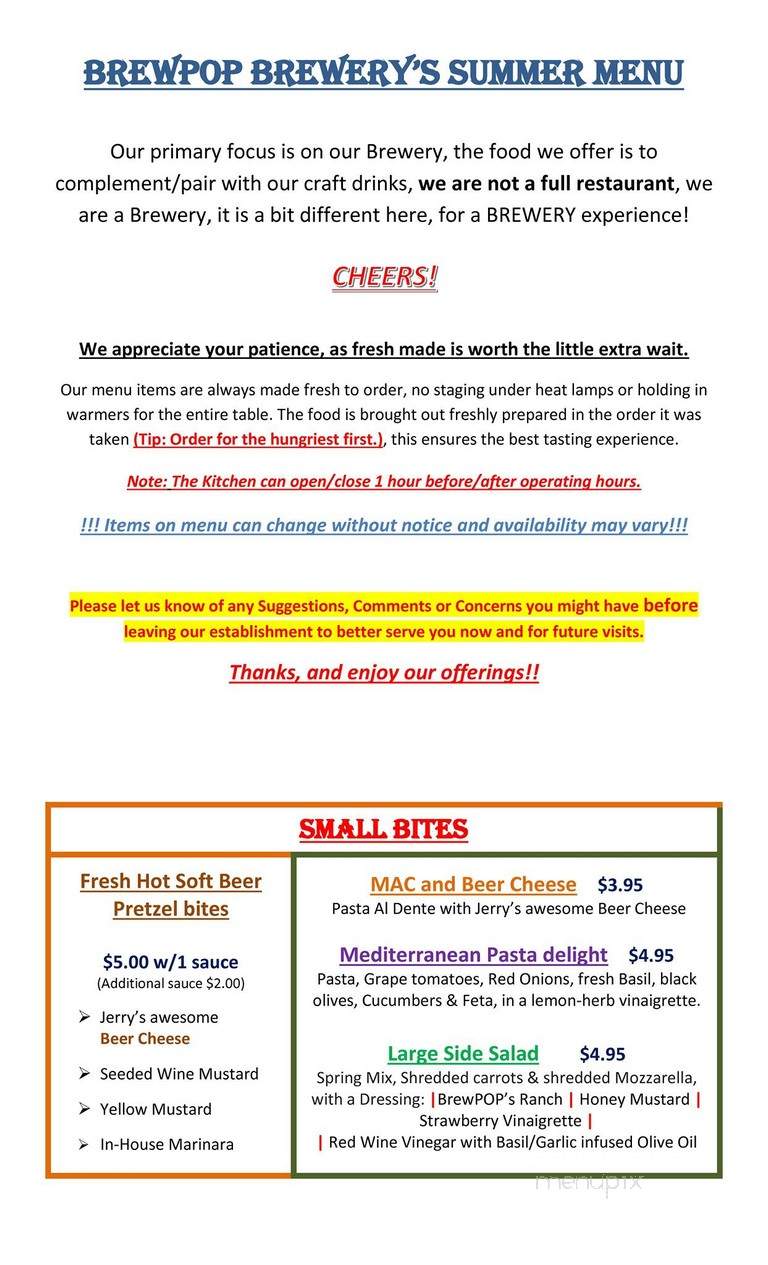 Brewpop Brewery - Auburndale, FL menu_pic