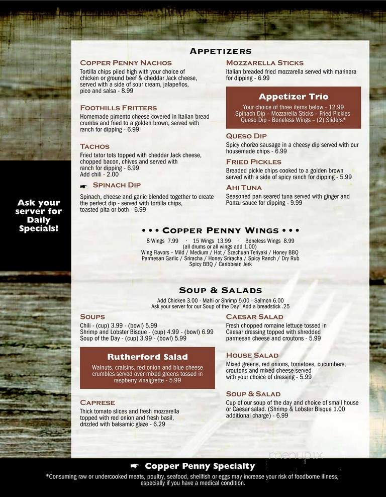 Copper Penny Grill - Forest City, NC menu_pic