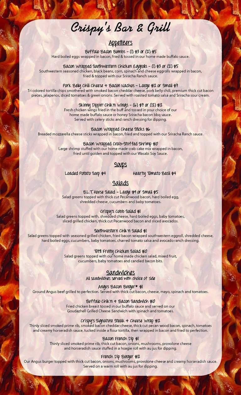 Crispys Bar And Grill - Kannapolis, NC menu_pic
