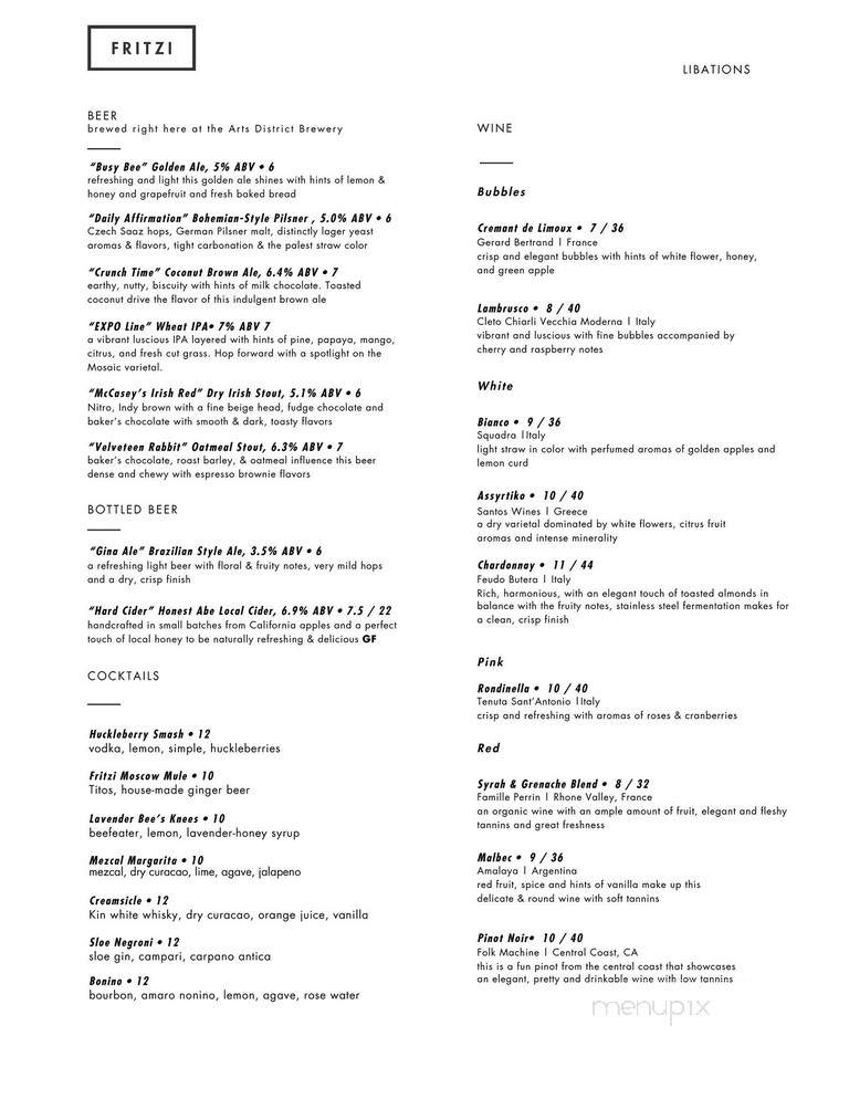 Fritzi - Los Angeles, CA menu_pic