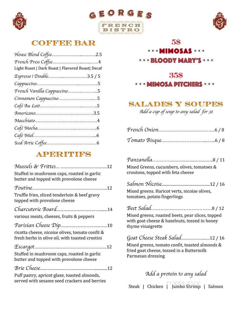 Menu Of Georges French Bistro In Wichita KS 67208