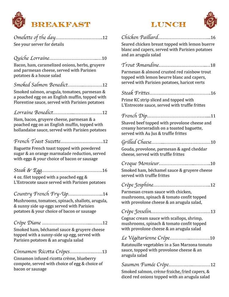Georges French Bistro - Wichita, KS menu_pic