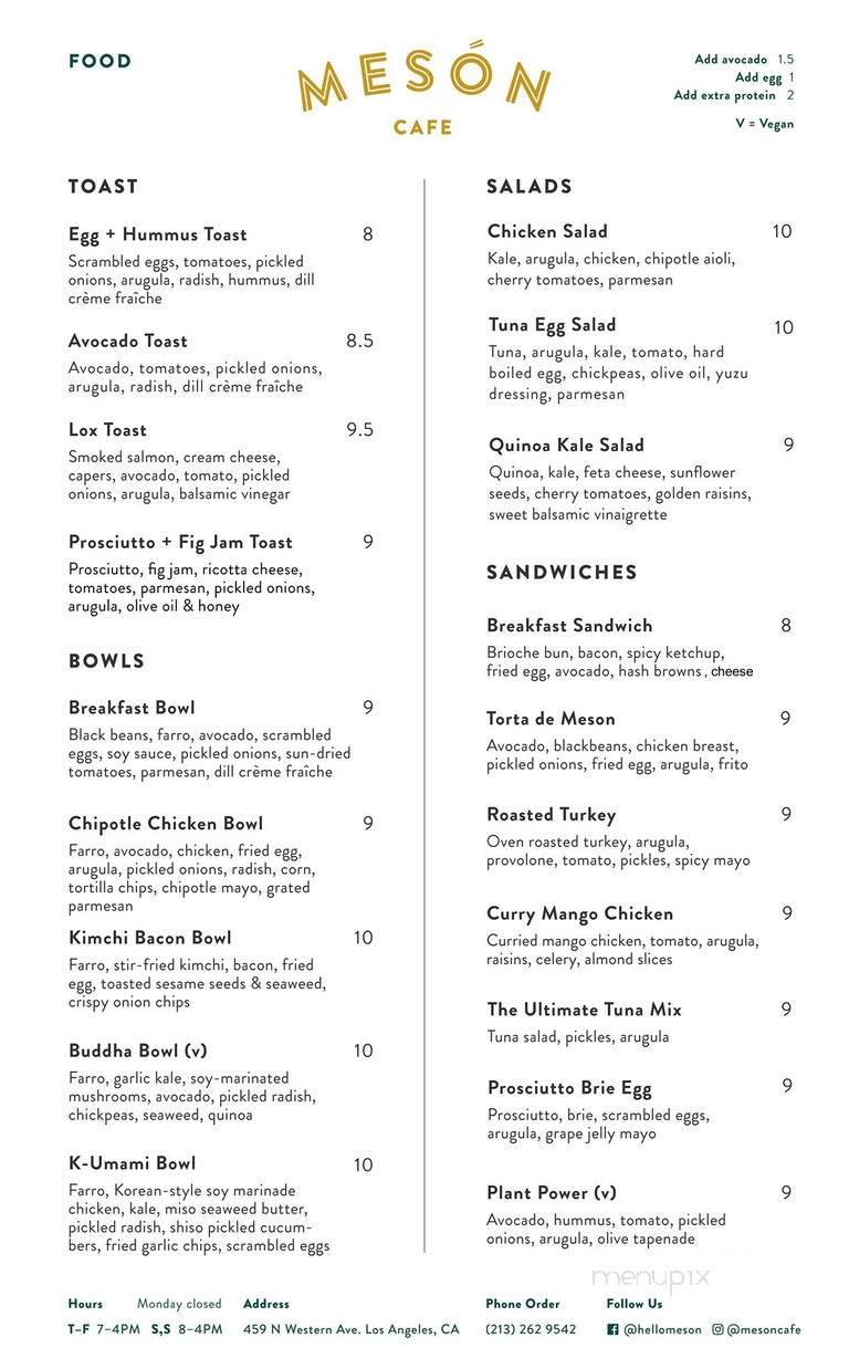 Meson Cafe - Los Angeles, CA menu_pic
