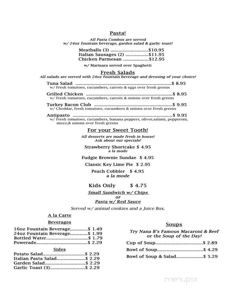 Nana B's Italian Cafe & Eatery - Largo, FL menu_pic