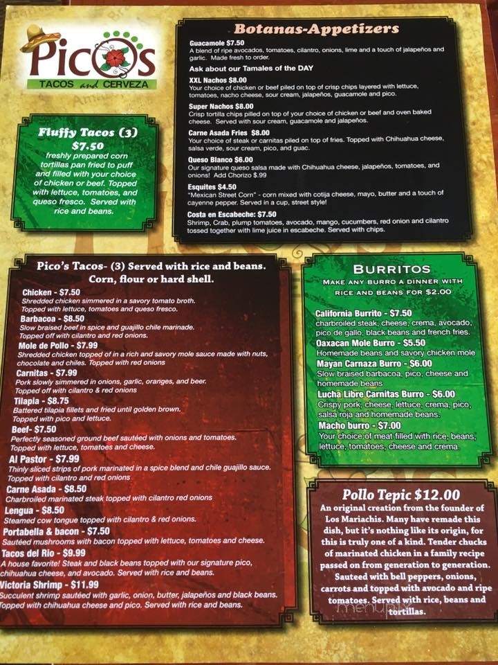 Pico's Tacos & Cerveza - Racine, WI menu_pic
