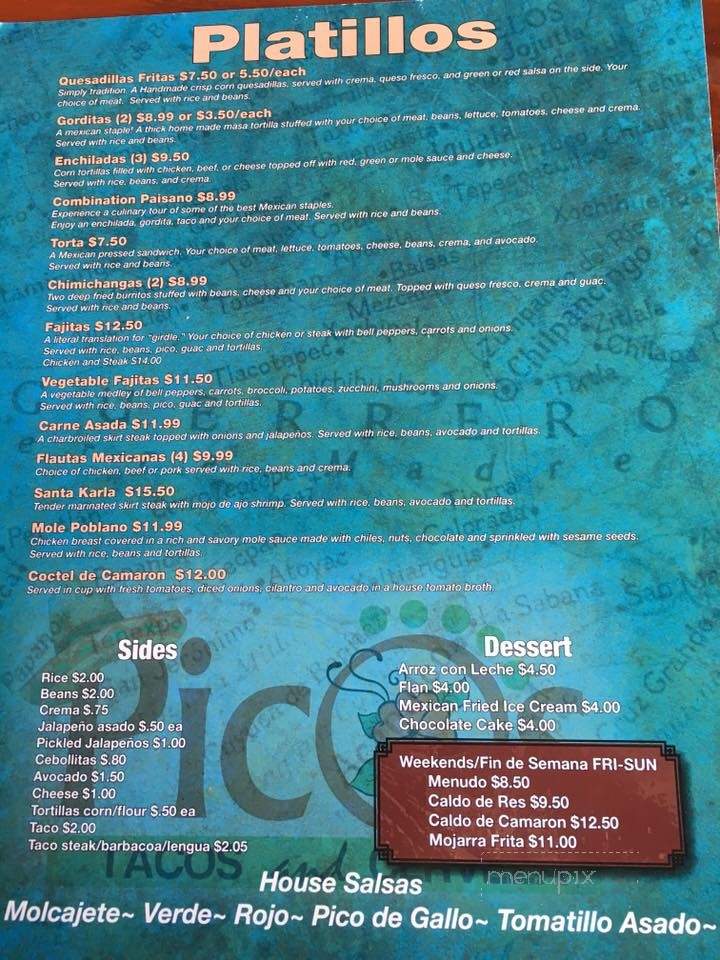 Pico's Tacos & Cerveza - Racine, WI menu_pic