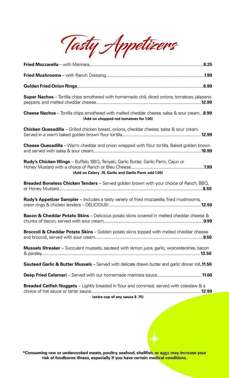 Rudy's Pub - Cleveland, OH menu_pic