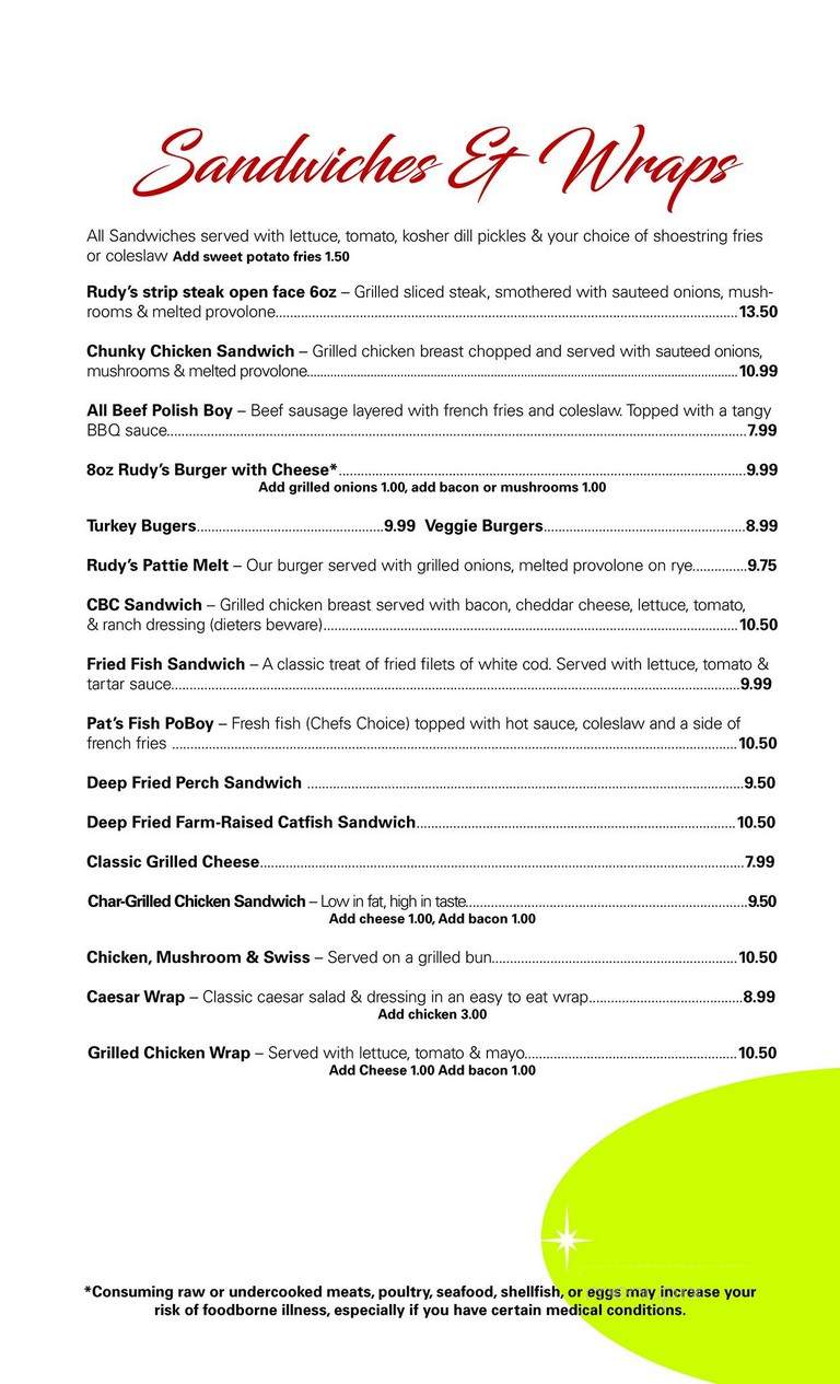 Rudy's Pub - Cleveland, OH menu_pic