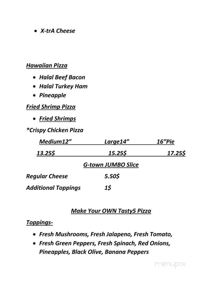 Tasty5 Pizza - Germantown, MD menu_pic