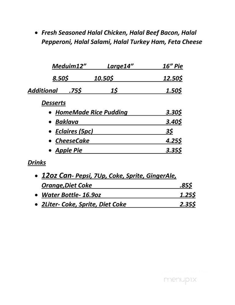 Tasty5 Pizza - Germantown, MD menu_pic