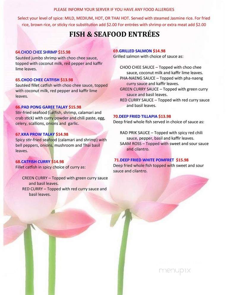 Thai Recipes Restaurant - Indianapolis, IN menu_pic