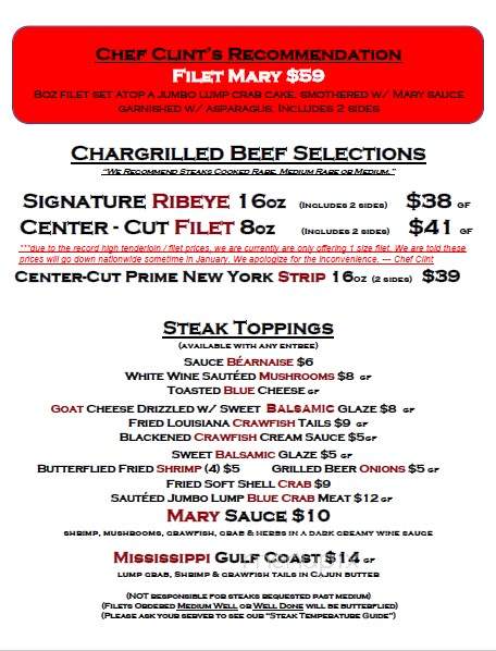 The Grillehouse Seafood & Steaks - Fayetteville, AR menu_pic
