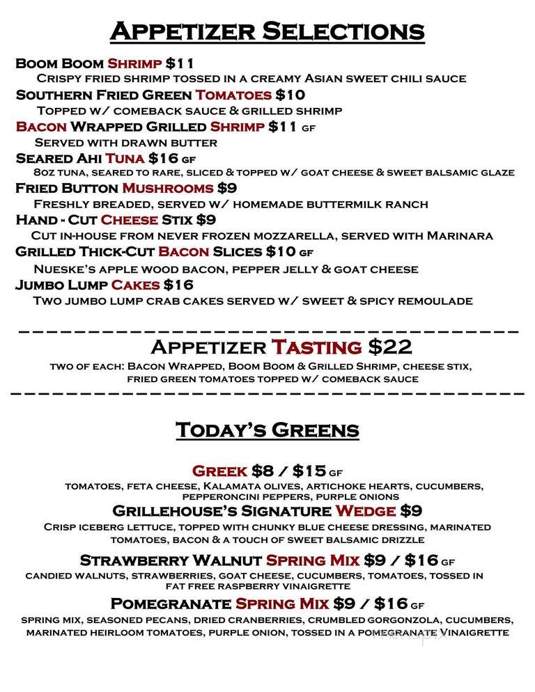 The Grillehouse Seafood & Steaks - Fayetteville, AR menu_pic