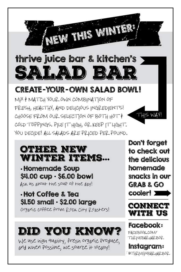 Thrive Juice Bar & Kitchen - Bar Harbor, ME menu_pic