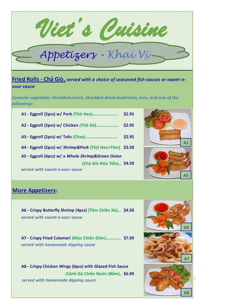 Viet's Cuisine - Peachtree City, GA menu_pic