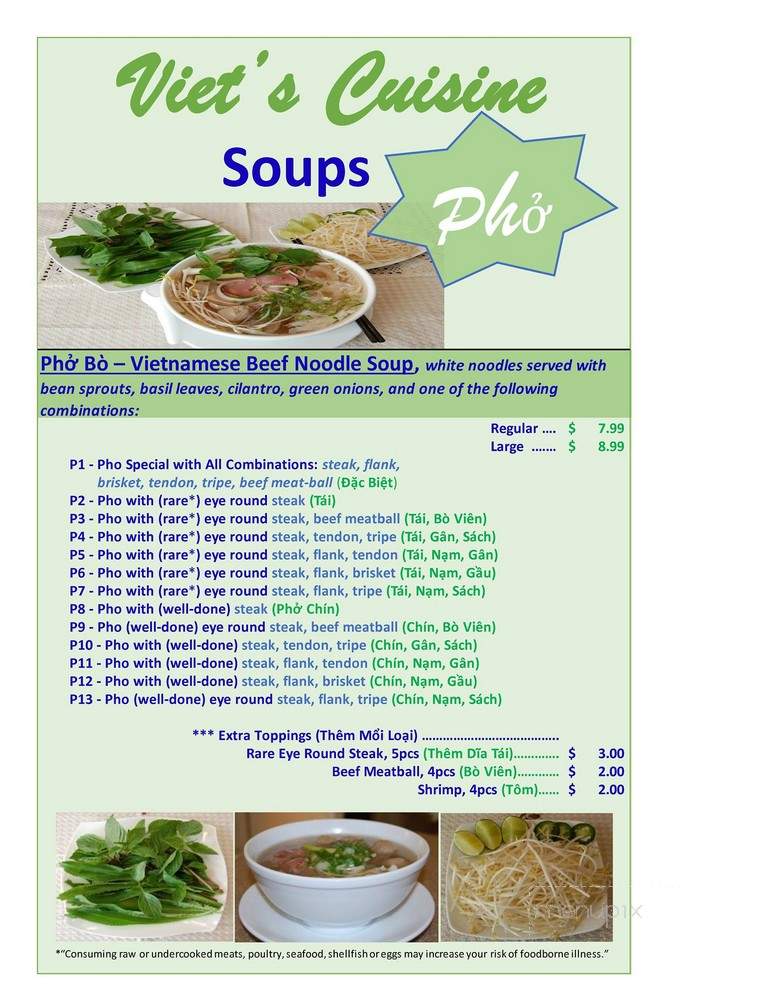 Viet's Cuisine - Peachtree City, GA menu_pic