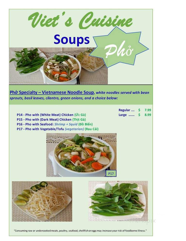 Viet's Cuisine - Peachtree City, GA menu_pic