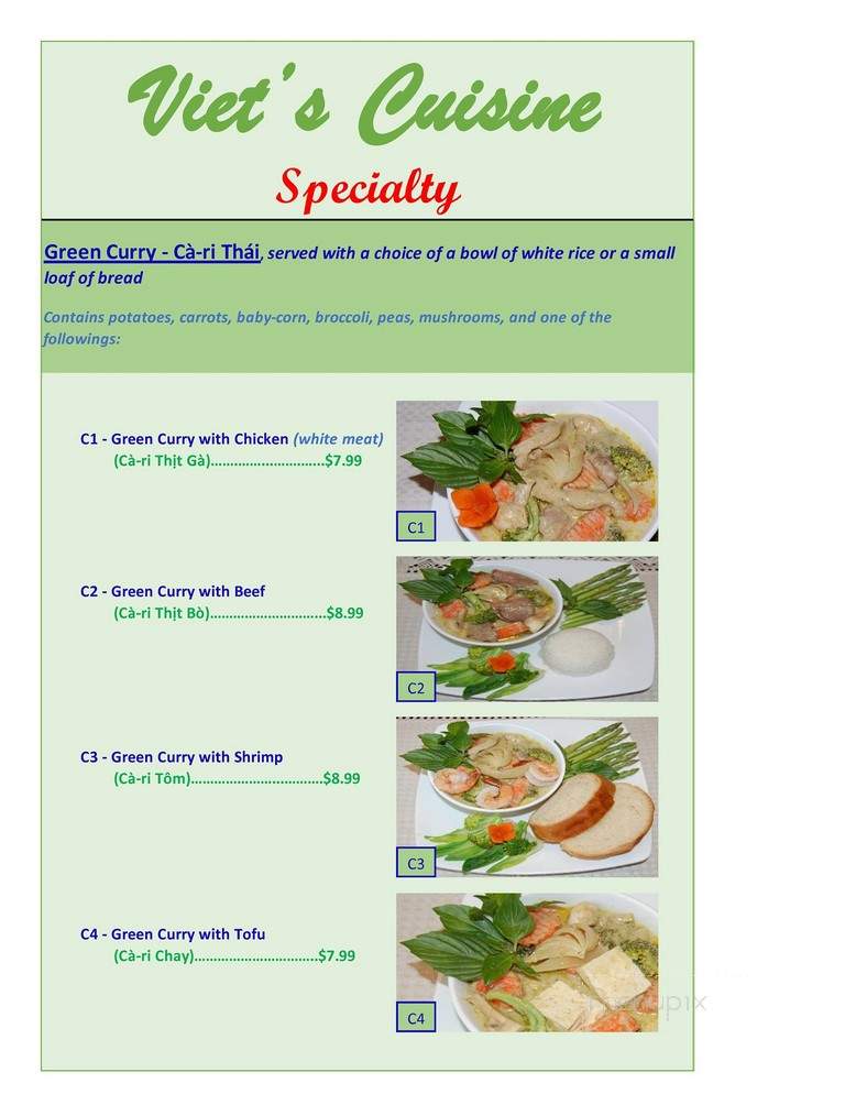 Viet's Cuisine - Peachtree City, GA menu_pic