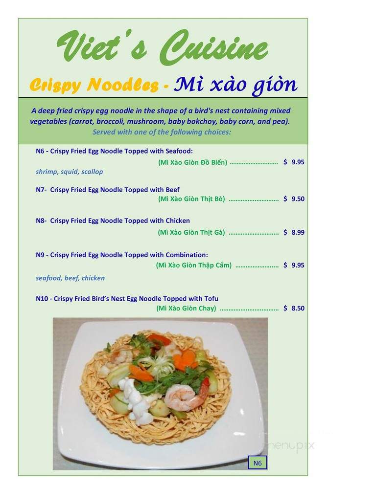 Viet's Cuisine - Peachtree City, GA menu_pic