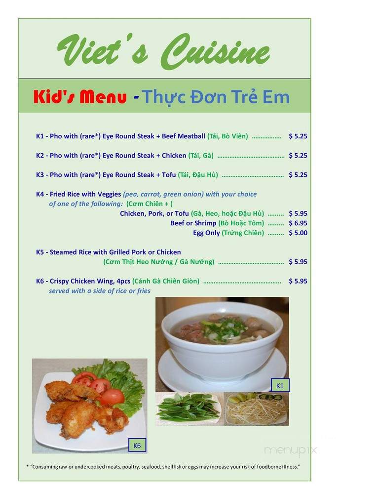 Viet's Cuisine - Peachtree City, GA menu_pic