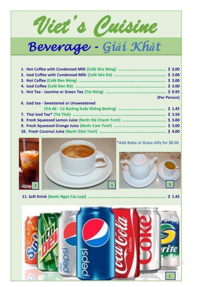 Viet's Cuisine - Peachtree City, GA menu_pic