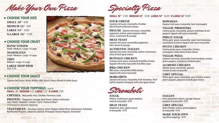 Zaytoon pizzeria - Fairfax, VA menu_pic
