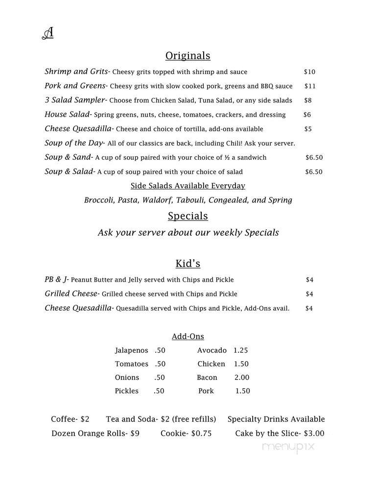 Anderson's Bistro - Ashland, AL menu_pic