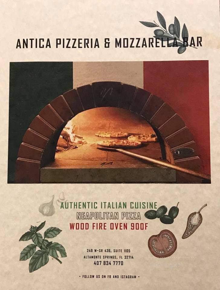Antica Pizzeria and Mozzarella Bar - Altamonte Springs, FL menu_pic
