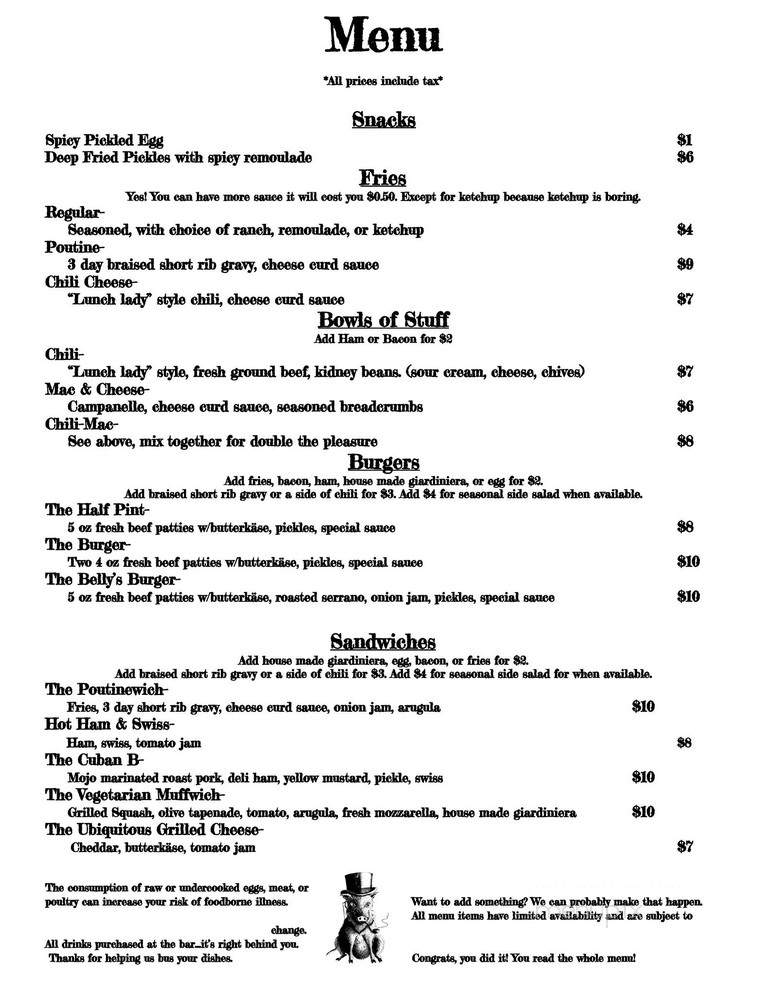 Beard & Belly - Chicago, IL menu_pic