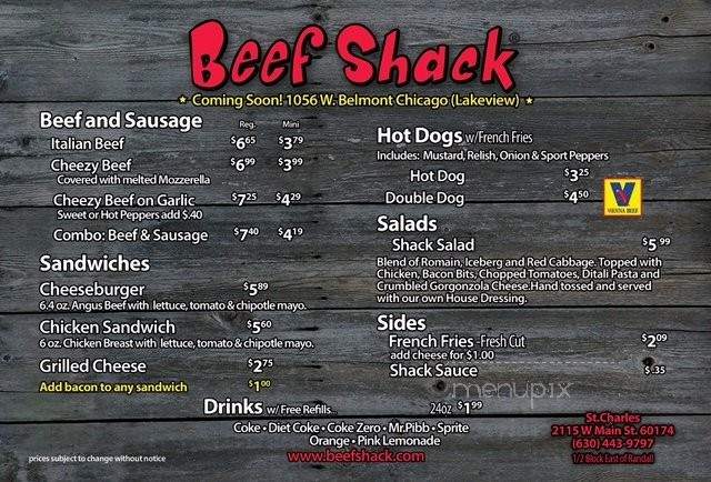 Beef Shack - Chicago, IL menu_pic