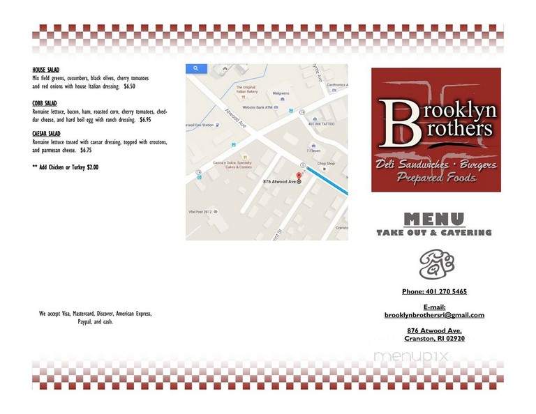 Brooklyn Brothers - Cranston, RI menu_pic