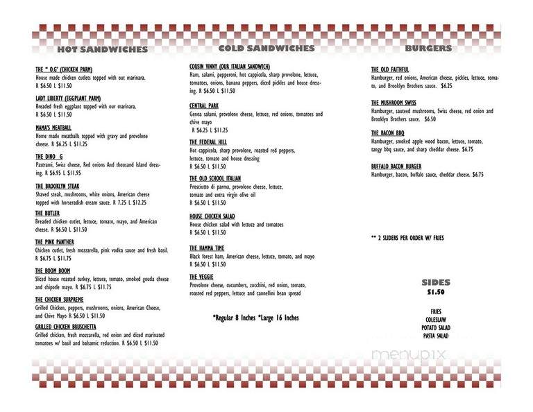 Brooklyn Brothers - Cranston, RI menu_pic