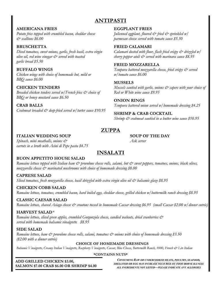 Buon Appetito - Spring Grove, PA menu_pic