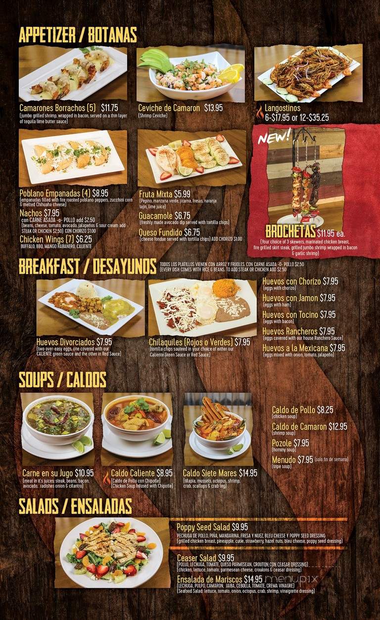 Caliente Mexican Grill & Bar - Midlothian, IL menu_pic