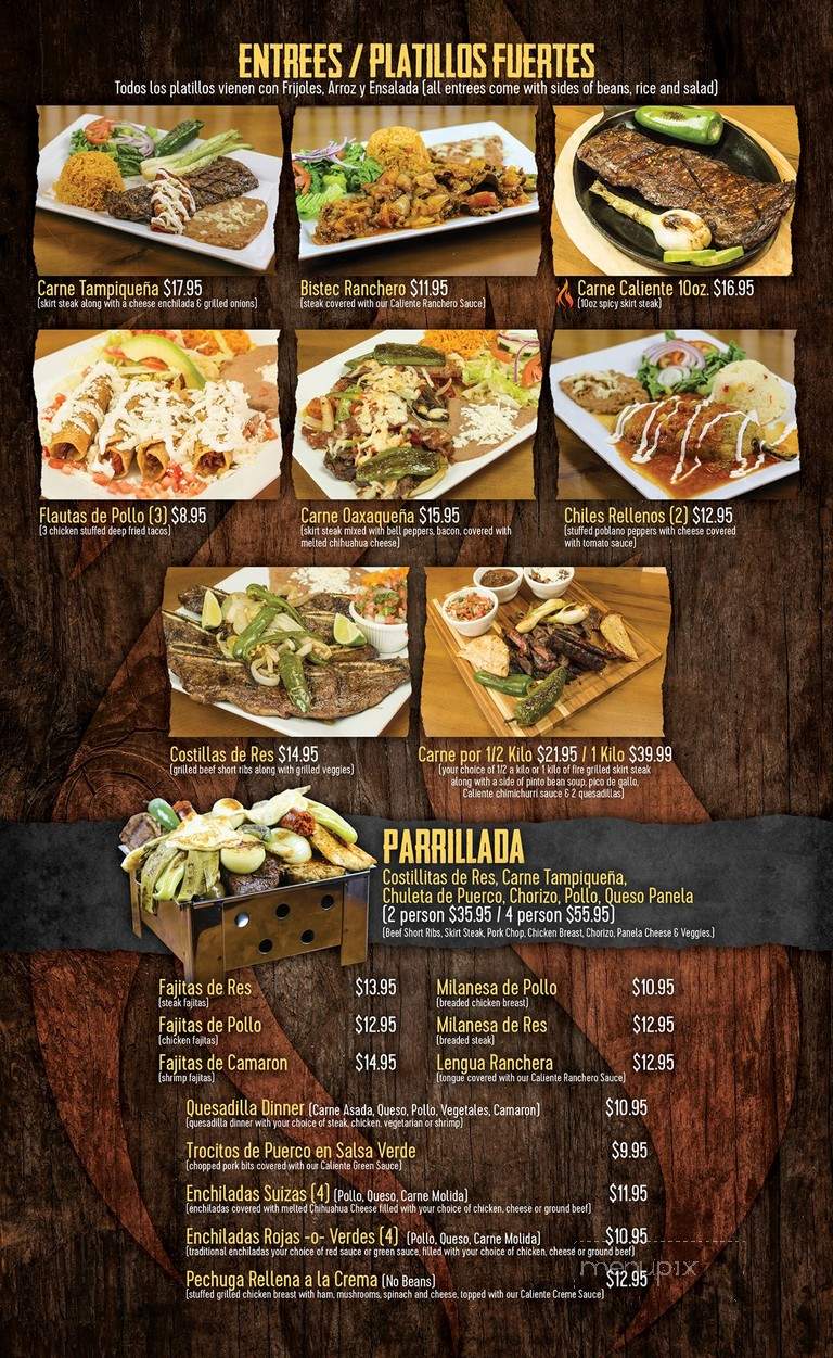 Caliente Mexican Grill & Bar - Midlothian, IL menu_pic