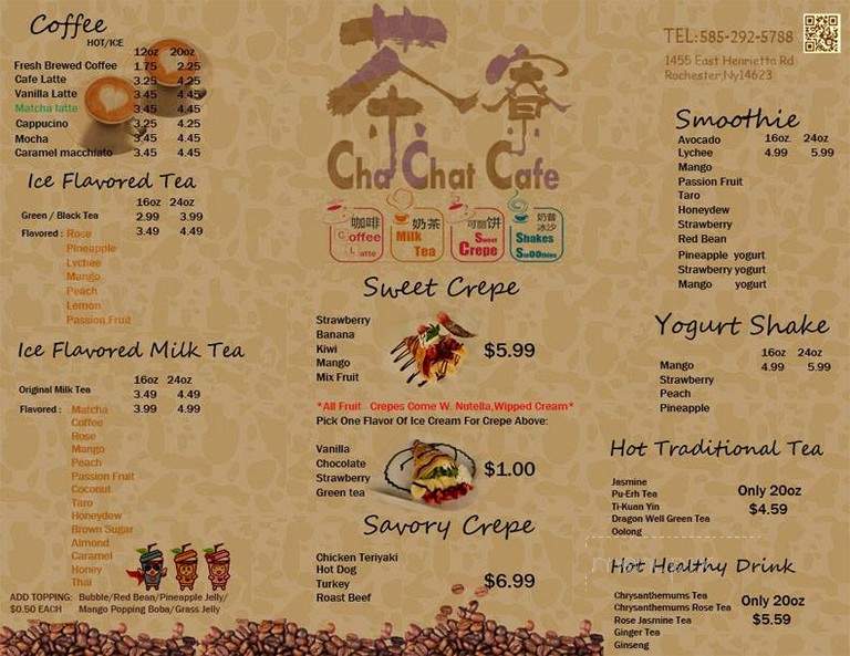 Cha Chat Cafe - Rochester, NY menu_pic