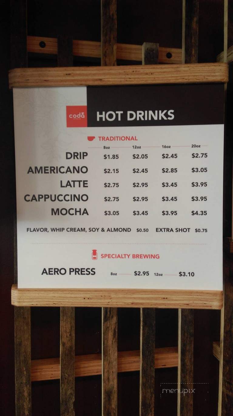 Coda Coffee Edgewater - Denver, CO menu_pic