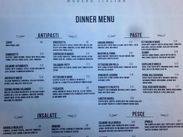 Cucina Cucina - Phoenix, AZ menu_pic