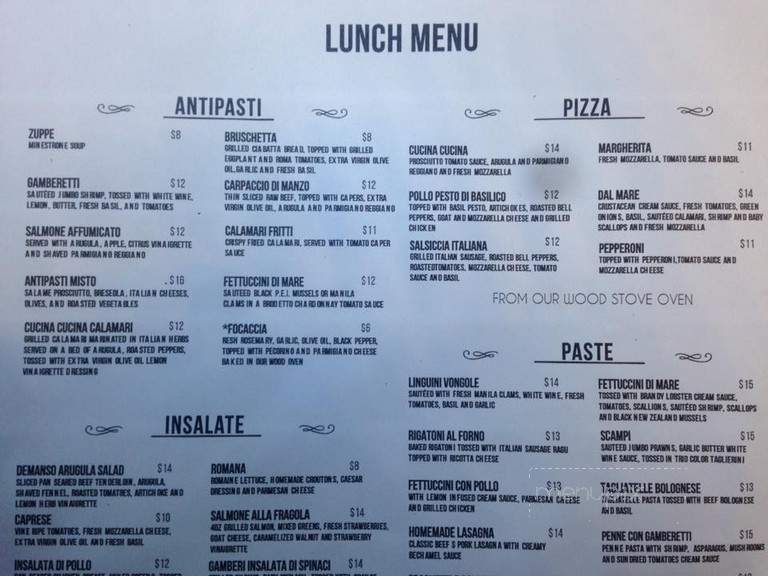 Cucina Cucina - Phoenix, AZ menu_pic