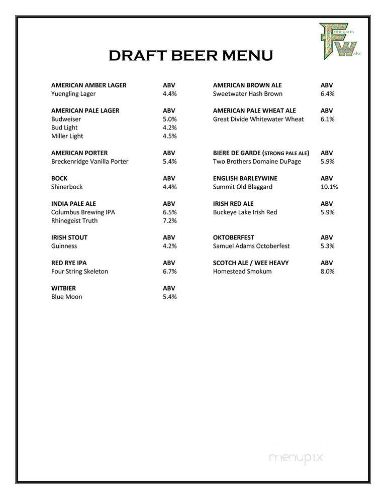 Finnegan's Wake - Pickerington, OH menu_pic