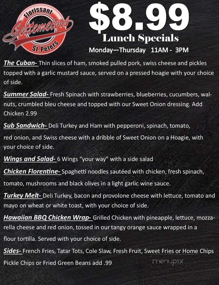 Gettemeiers - St. Peters, MO menu_pic