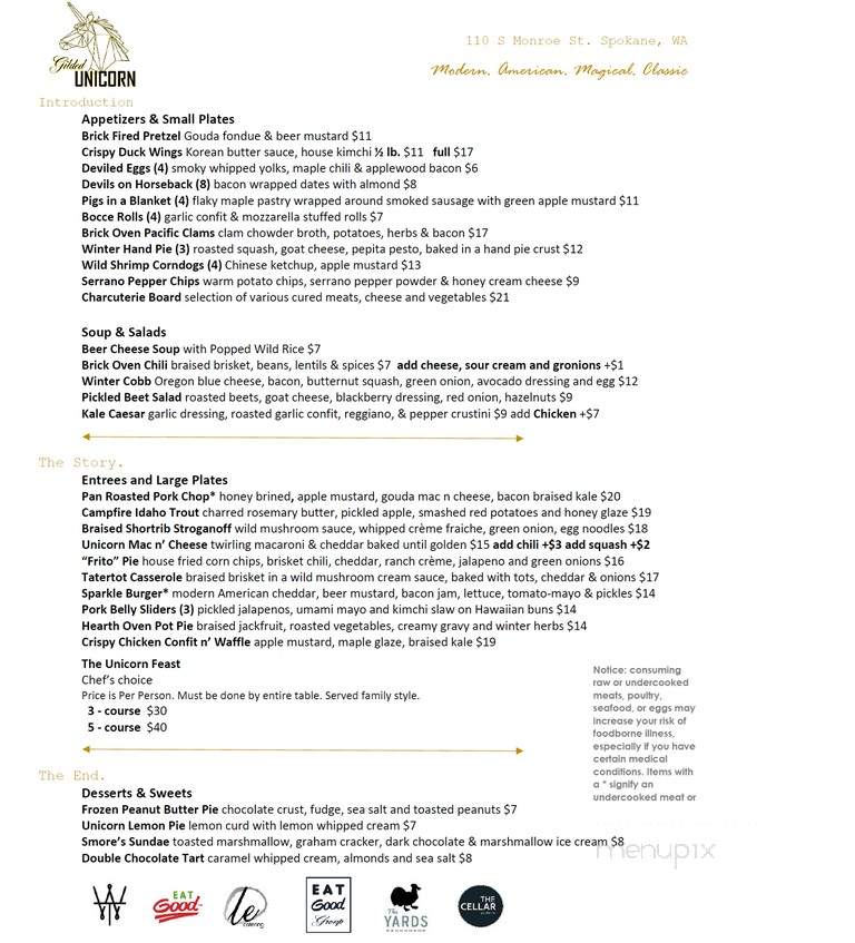 Gilded Unicorn - Spokane, WA menu_pic