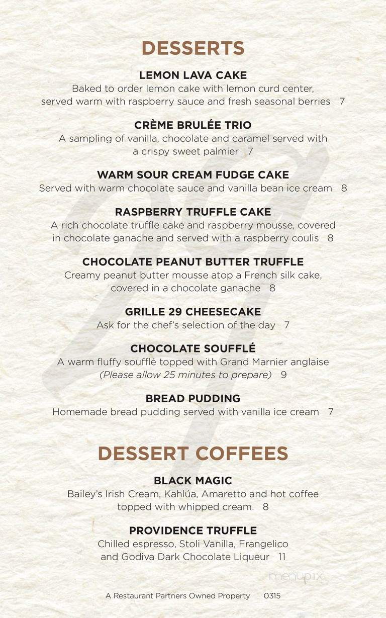 Grille 29 - Birmingham, AL menu_pic