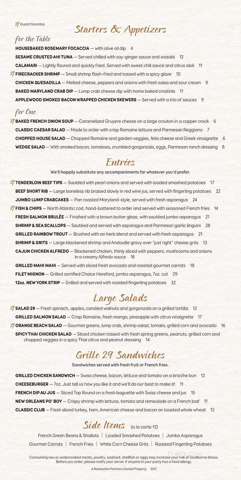 Grille 29 - Birmingham, AL menu_pic