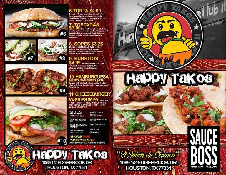 Happy Takos - Houston, TX menu_pic
