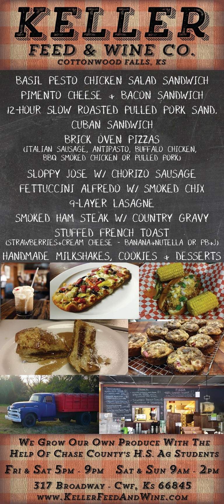Keller Feed & Wine - Cottonwood Falls, KS menu_pic