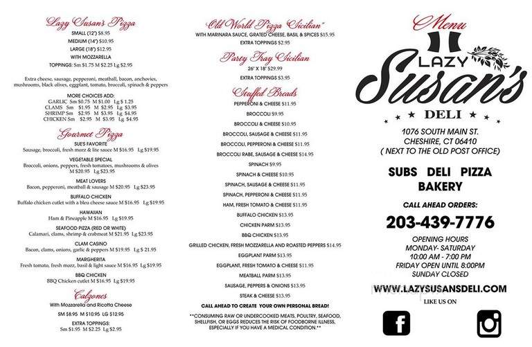 Lazy Susan's Deli - Cheshire, CT menu_pic